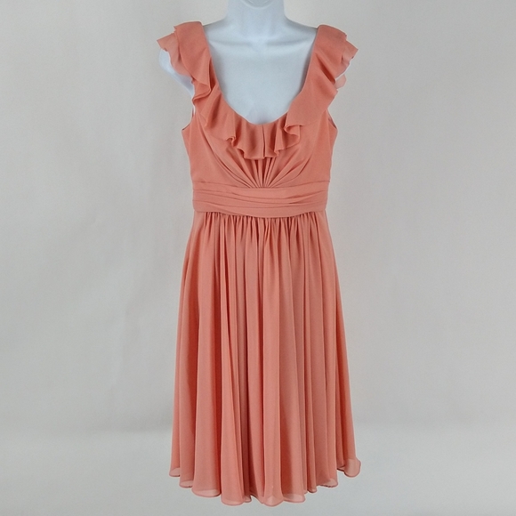 Wtoo melon colored special occasion midi length dress - Picture 7 of 7
